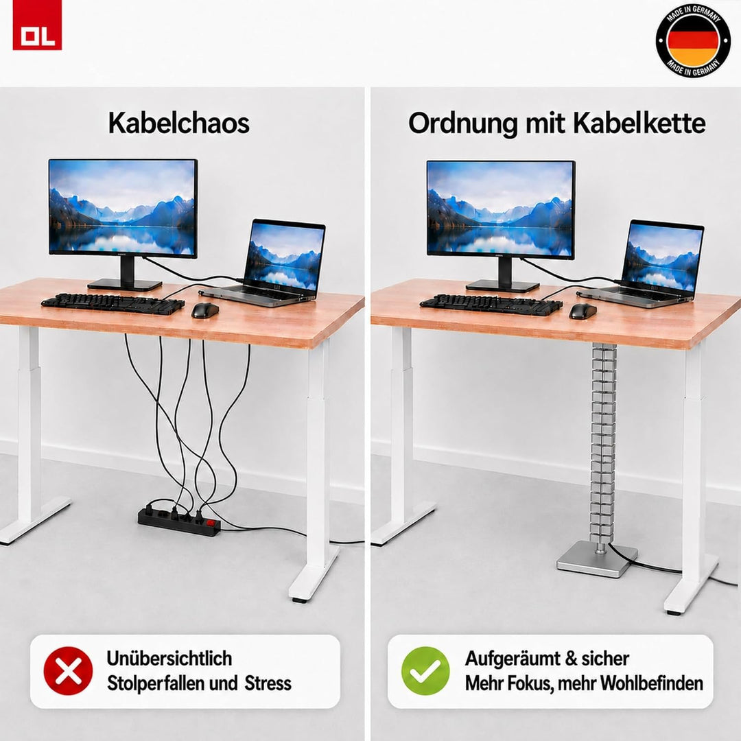 Kabelführung eckig Kuba Slim Line Länge:1260 mm Kabelschlauch Made in Germany (Silber), Silber