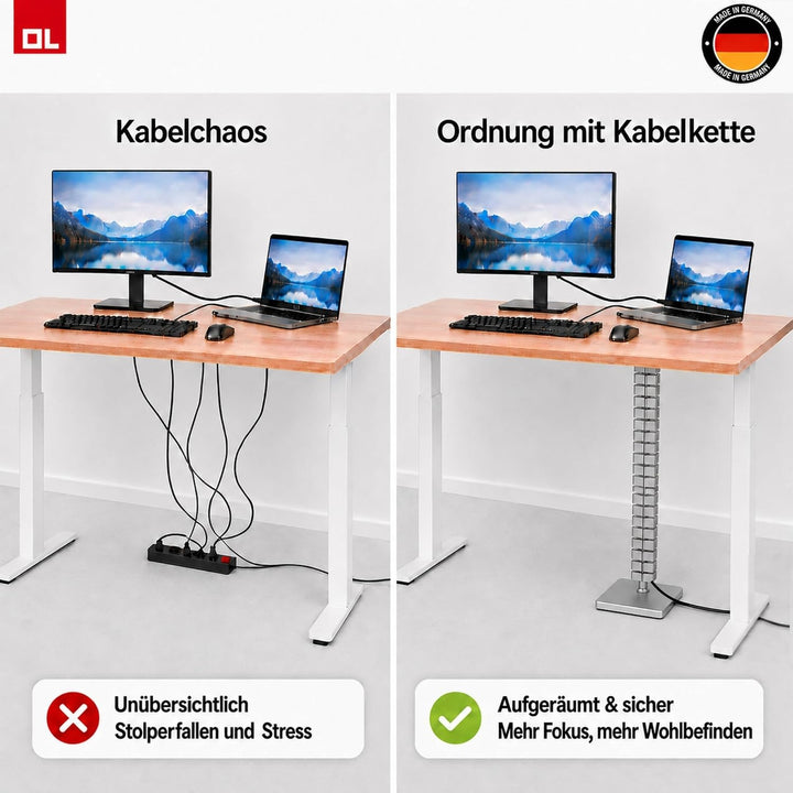 Kabelführung eckig Kuba Slim Line Länge:1260 mm Kabelschlauch Made in Germany (Silber), Silber