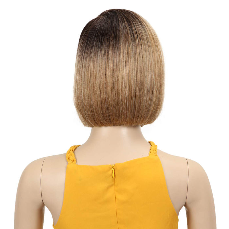 Début Lace Front Perücke für schwarze Damen Bob Perücke für weisse Damen Kunsthaar 24 cm 120g Braun