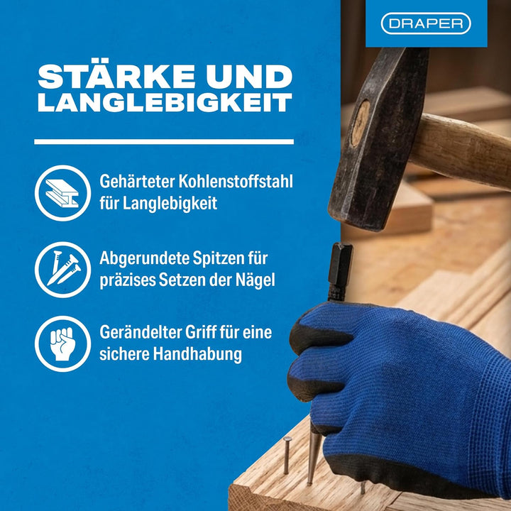 Draper 59354801 Draper 35480 Versenker-Set, 4-teilig, zum Versenken von Nägeln/Stiften