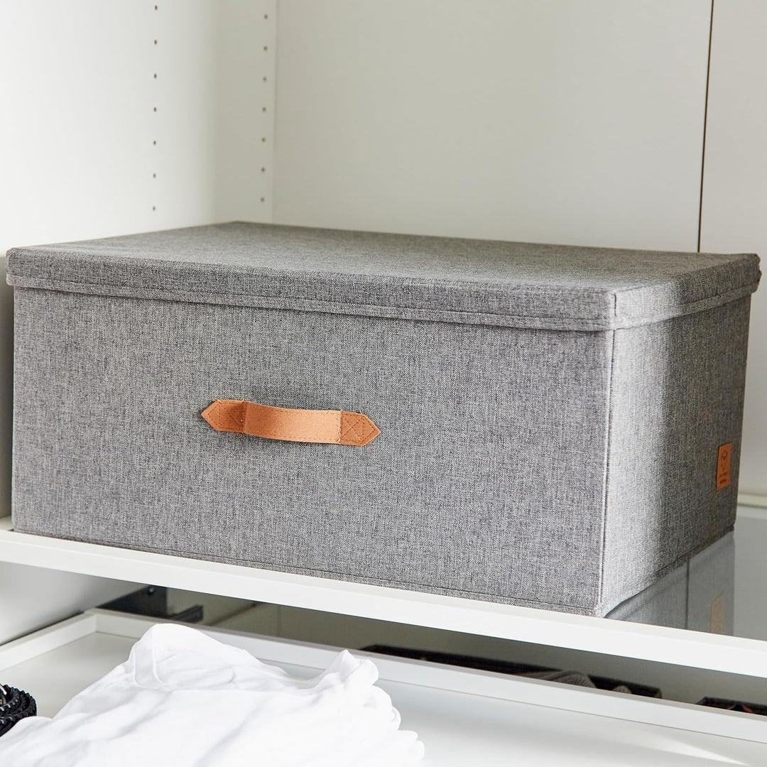 LOVE IT STORE IT Premium Aufbewahrungsbox mit Deckel - Aus hochwertigem Leinen Stoff - Verstärkt mit