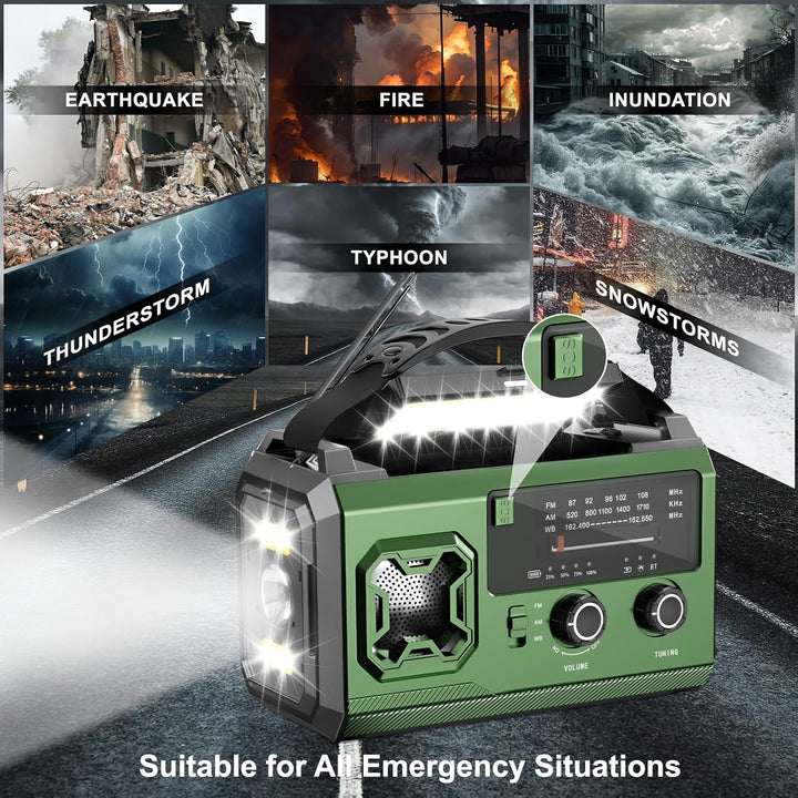 Kurbelradio- 27000mAh Notfallradio mit Kurbel und Solar, FM/AM Tragbar Solar Emergency Radio mit SOS