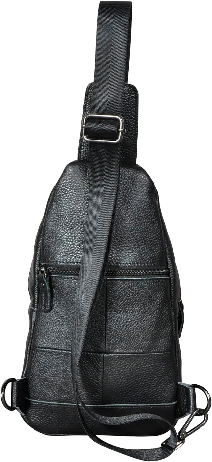 Le’aokuu Herren Echtes Leder Hüfttasche Brusttasche Bauchtsche Crossbody Bag Sling Bag Schultertsche