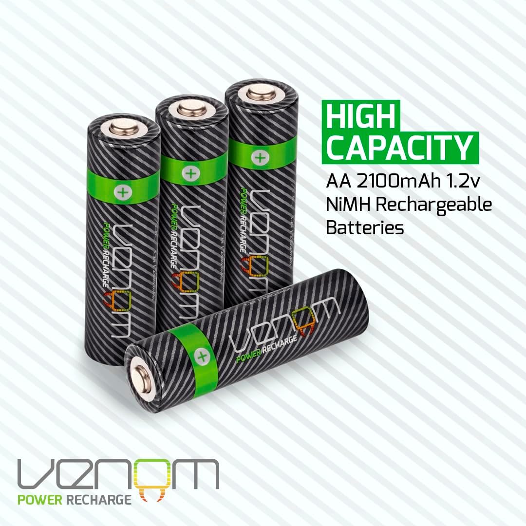 Venom Power Recharge AA-Batterien, 2.100 mAh, hohe Kapazität, wiederaufladbar, 24 Stück AA 24 Pack,