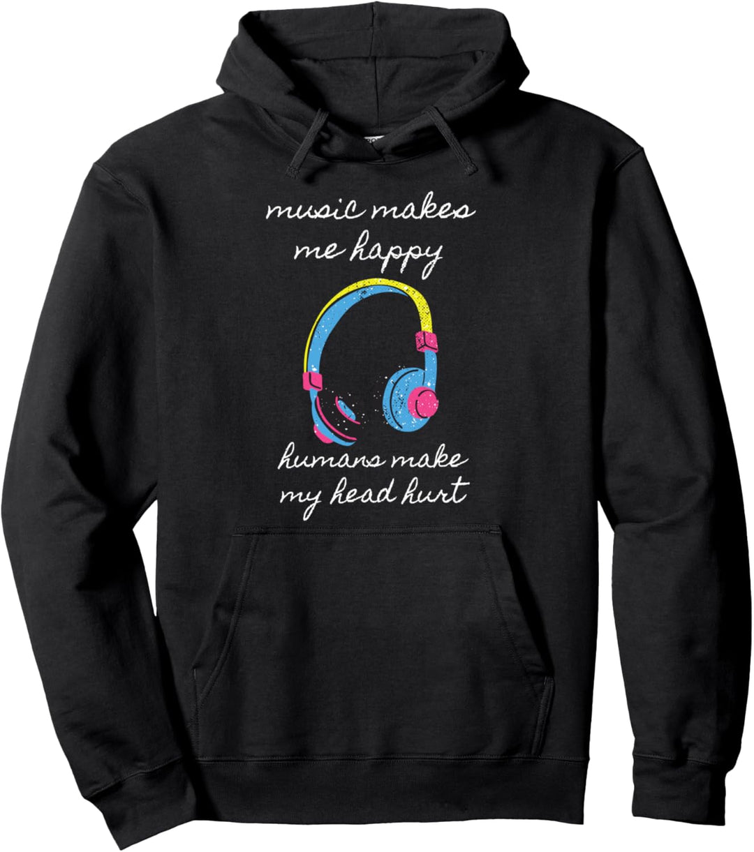 Musik macht mich glücklich Lustiger Musiker Musikalischer Pullover Hoodie