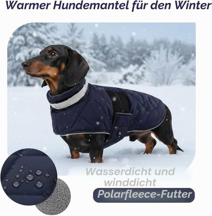 ASENKU Hundemantel Winter XL – Wasserdicht &amp; Winddicht für Grosse Hunde | Fleecegefüttert, Reflektor