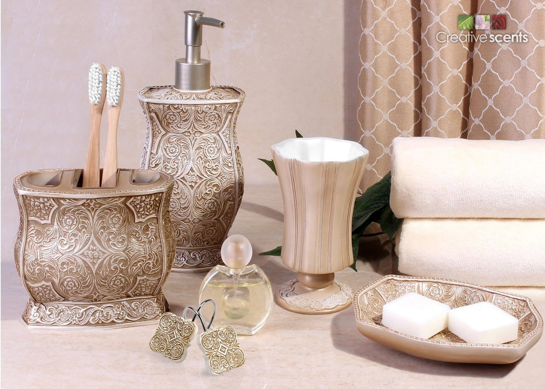 Creative Scents Victoria Dekorative Duschhaken, Set mit 12 Stück beige, Duschvorhanghaken