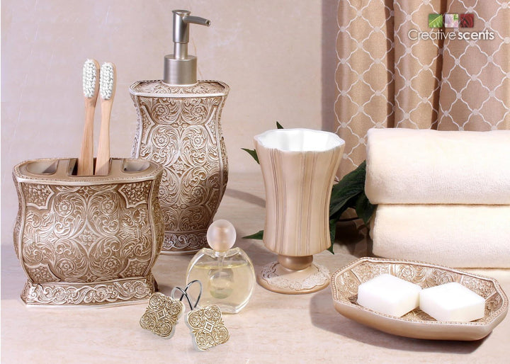 Creative Scents Victoria Dekorative Duschhaken, Set mit 12 Stück beige, Duschvorhanghaken