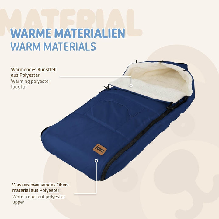 Joyz Babyfusssack, Blau, Universal Fusssack für Babyschale, Kinderwagen & Buggy, Sitzauflage aus Fle