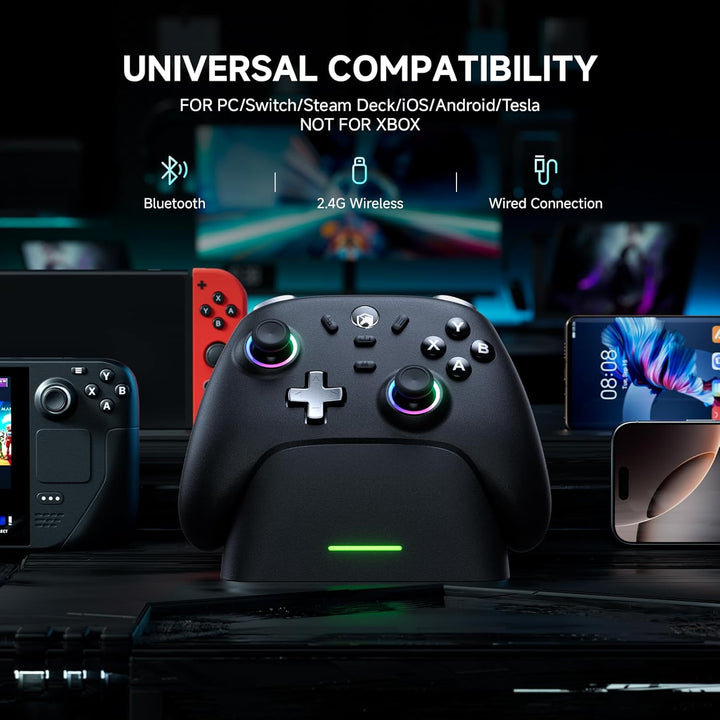 ECHTPower PC Controller, Wireless Gaming Controller PC mit Ladestation, Hall Joystick/1000HZ/2.4G, T