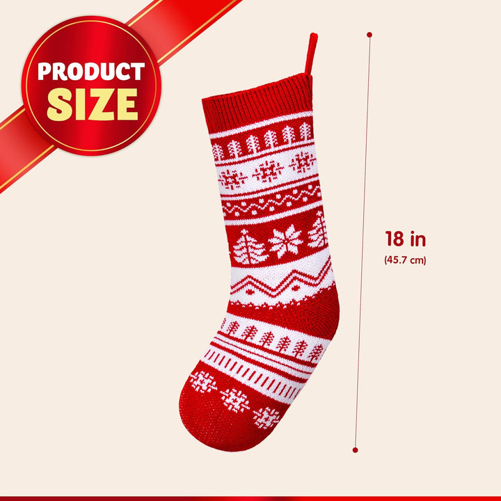 JOYIN 6er-Pack 45 cm gestrickte Weihnachtsstrümpfe, grosse rustikale Weihnachtsstrümpfe aus Garn für