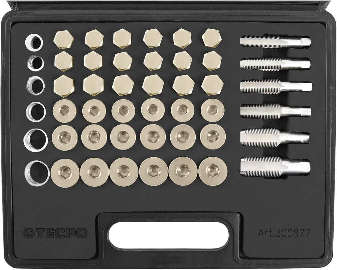 TECPO Ölwanne Ölablasschrauben Reparatur Satz 114 Teile + Gewindebohrer M13-M22