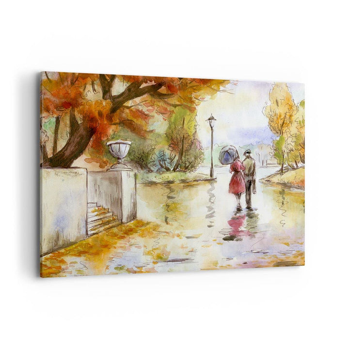 Bilder auf Leinwand 100x70cm Leinwandbild Wetter regen herbst park Gross Wanddeko Bild Schlafzimmer