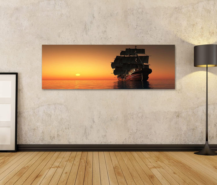 islandburner Bild auf Leinwand Segelboot Abendlandschaft Segelschiff Meer Wandbild Poster Kunstdruck