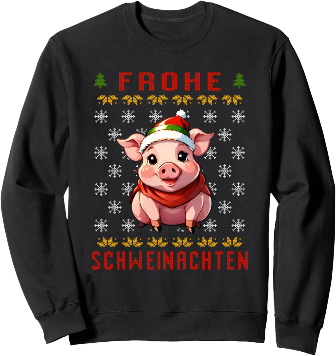 Frohe Schweinnachten Weihnachten Hässlicher Pullover Schweine Sweatshirt