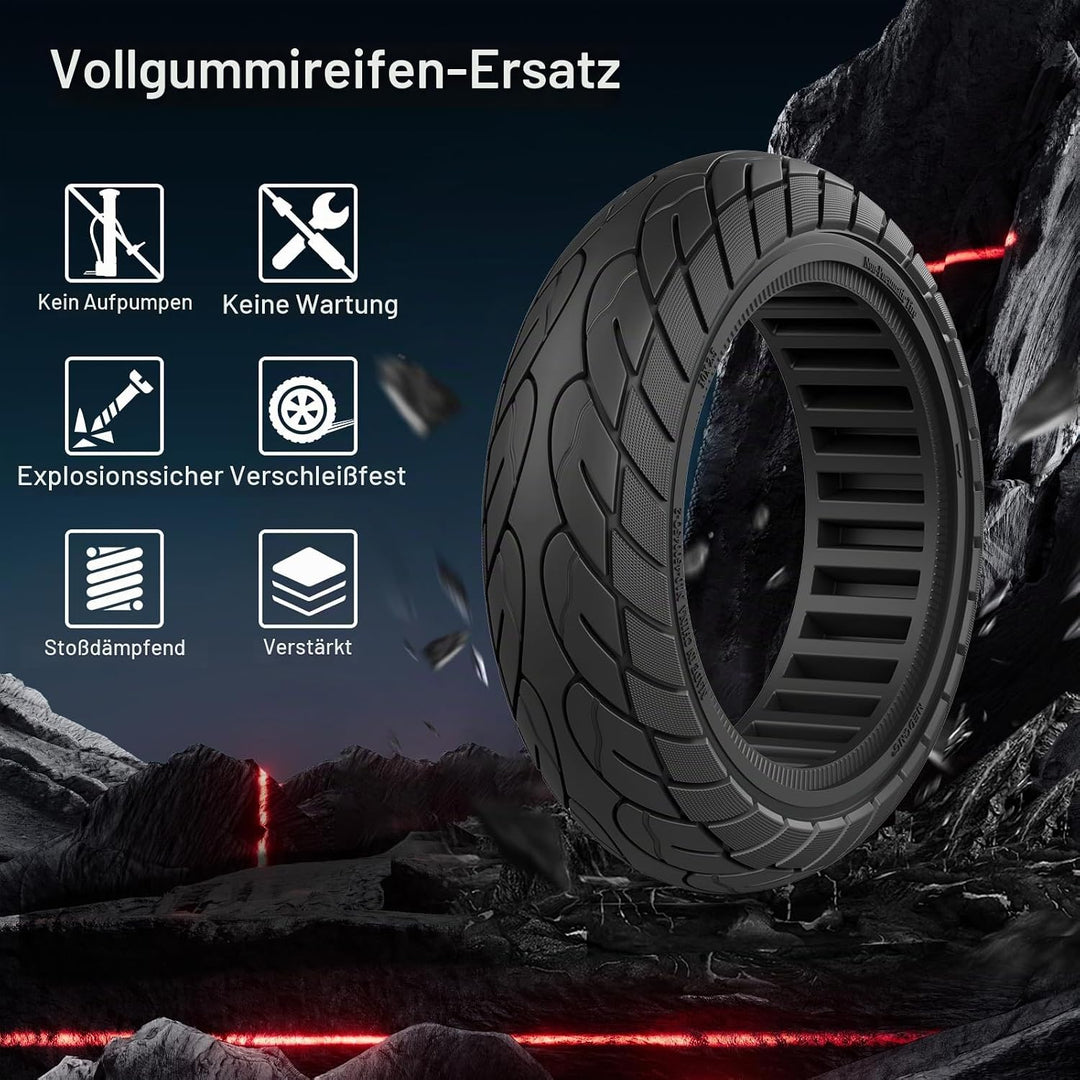 OUXI 10×2.5 Zoll Ersatz-Vollgummireifen 60/70-6.5 für Ninebot G30 Max /G30D mit 1 Montagewerkzeug fü