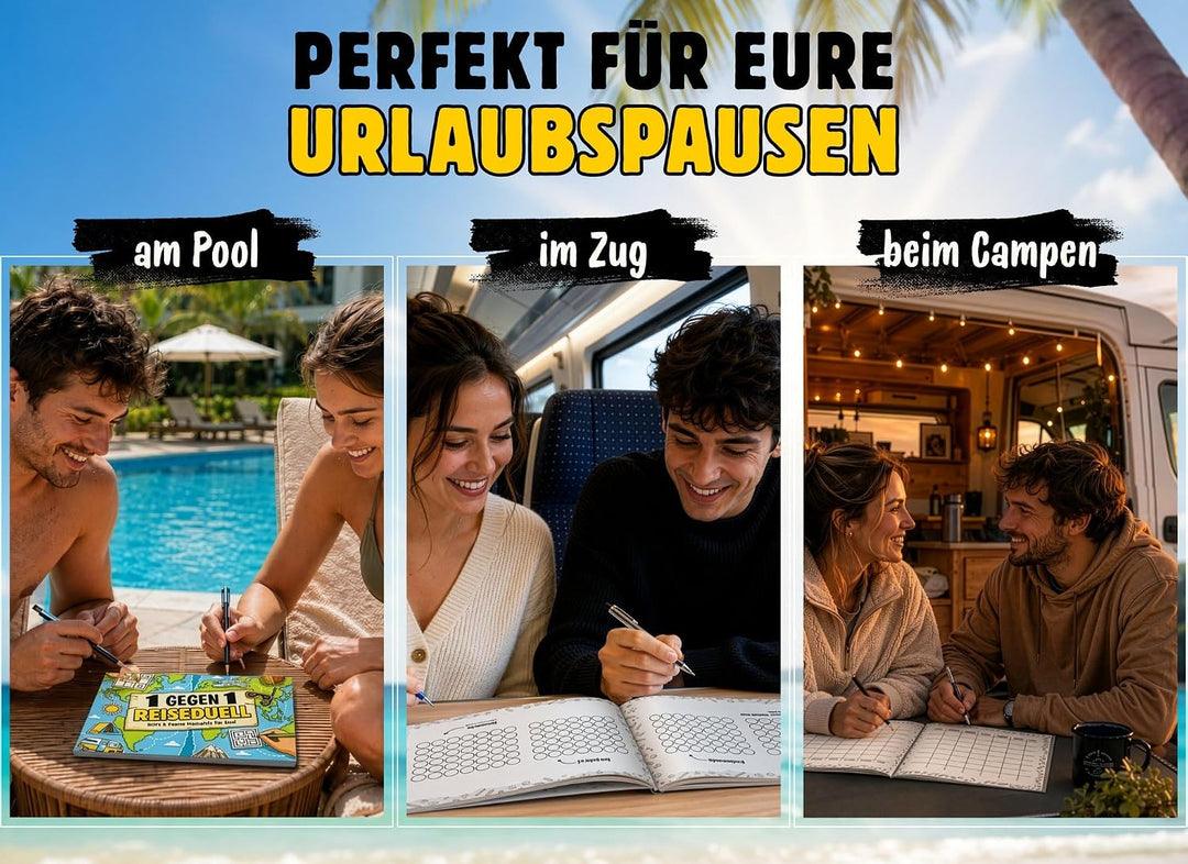 1 gegen 1 Reiseduell: Stift und Papier Minispiele für Zwei | Reisespiele ohne Hilfsmittel | Beschäft