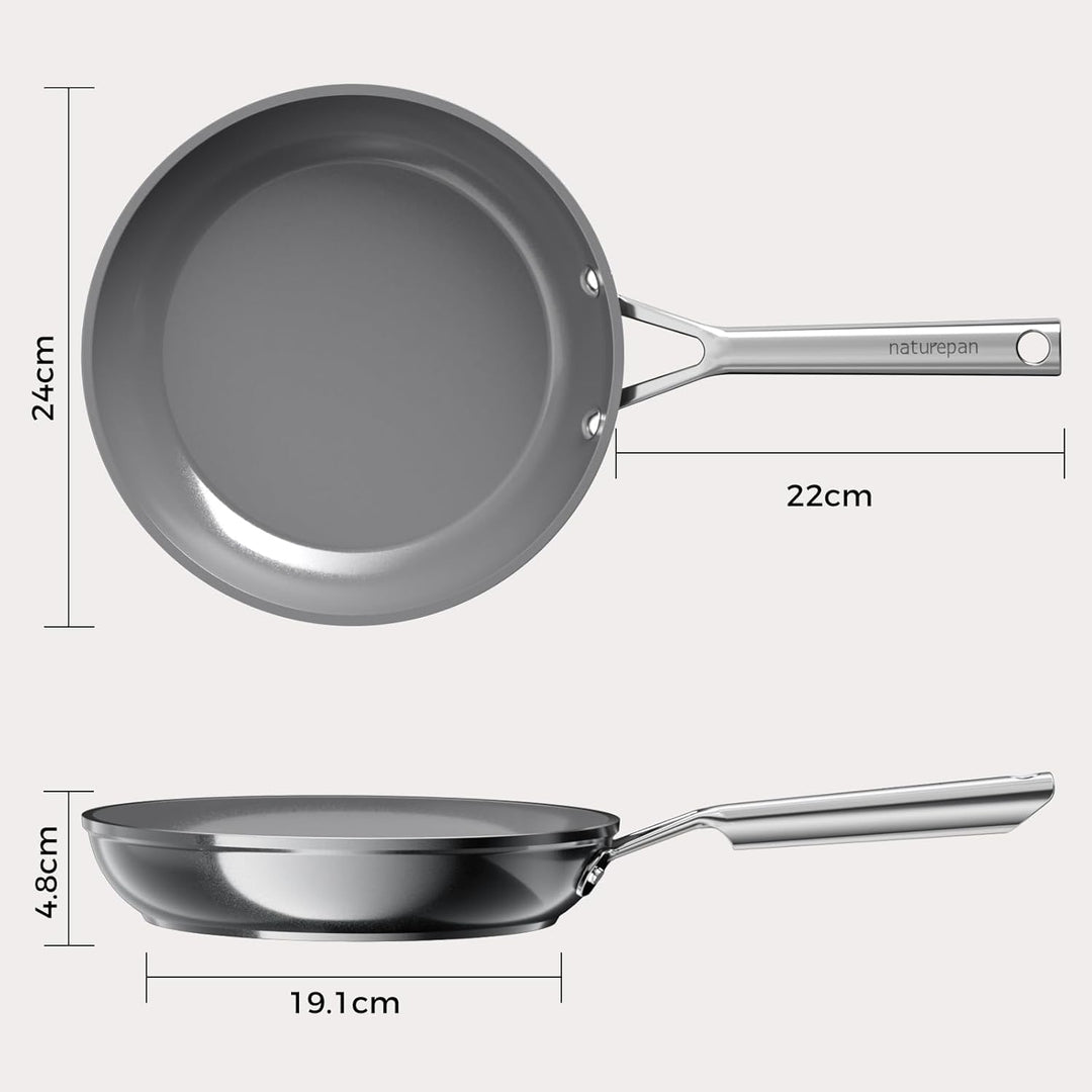 DiamondTitan Keramik Pfanne 24cm, Antihaft Bratpfanne für alle Herdarten, PTFE-frei PFAS-frei PFOA-f