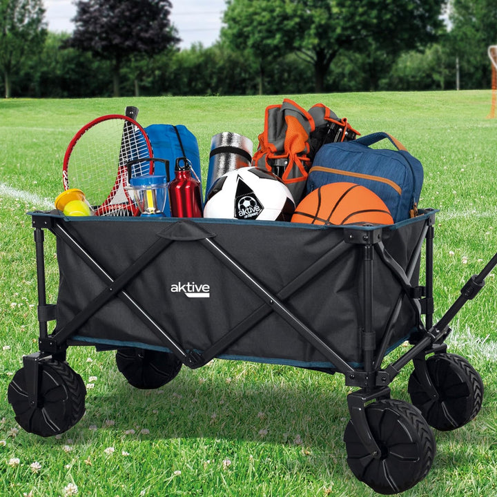 Aktive 62620 Faltbarer Transportwagen Strandwagen Camping Garten mit grossen Breiten Rädern Spezial