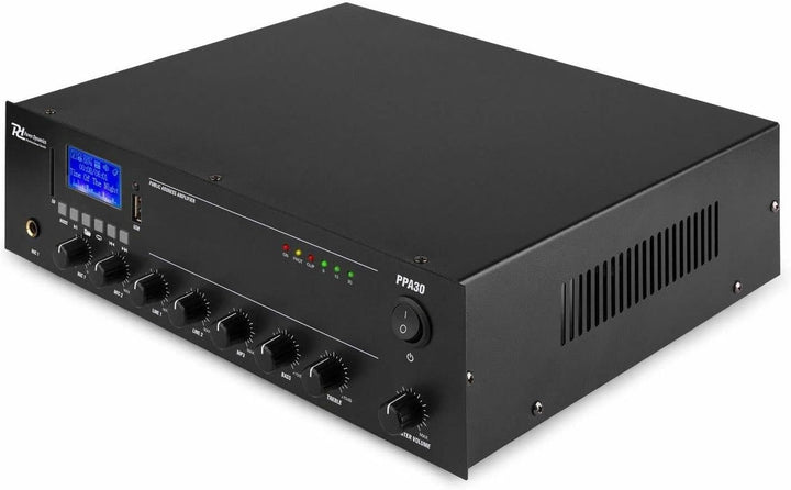 Power Dynamics PPA30-100 Volt Verstärker mit Bluetooth, USB, SD, MP3-Player, max 30 Watt, 100V Verst