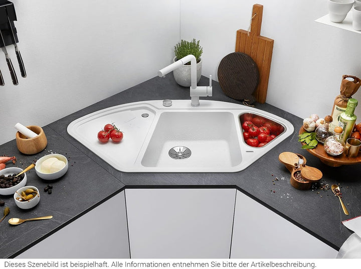 BLANCO DELTA II | SILGRANIT weiss | Einbauart: Einbau von Oben | Hauptbecken links | mit Ablauffernb