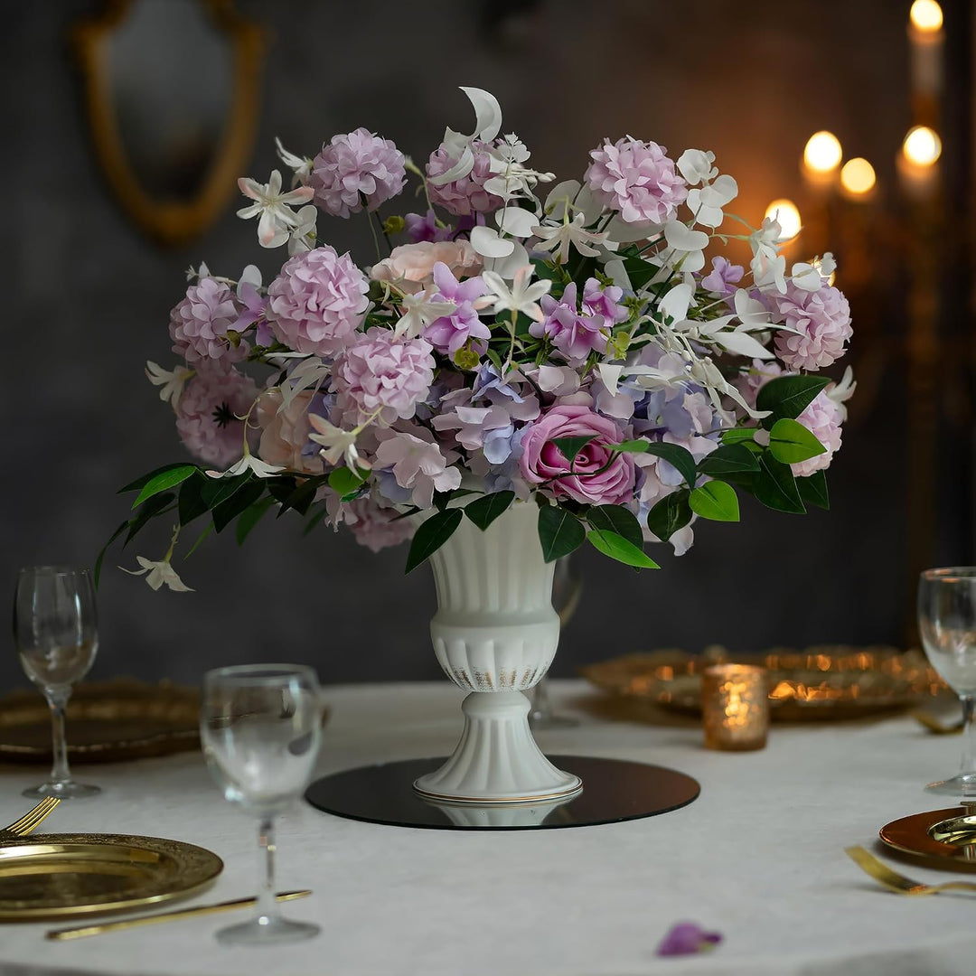 Sziqiqi Vase Weiss Metal für Hochzeit: 23cm Hoch Kleine Urne Vasen für Tischdeko - Blumentopf Golden