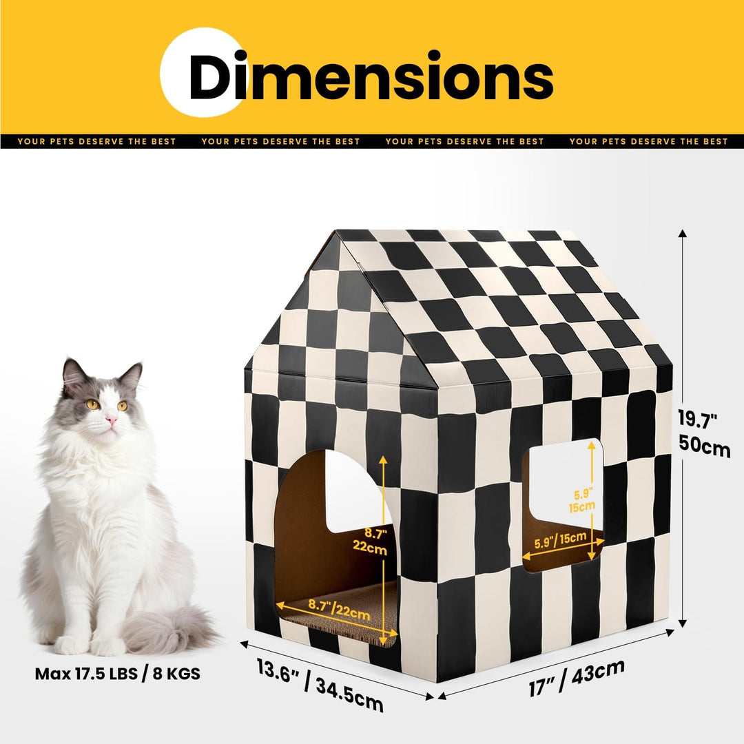 Conlun Katzenhaus mit Kratzbrett &amp; Katzenminze, Leicht zu Montieren - Kratzhöhle für Wohnungskatzen,