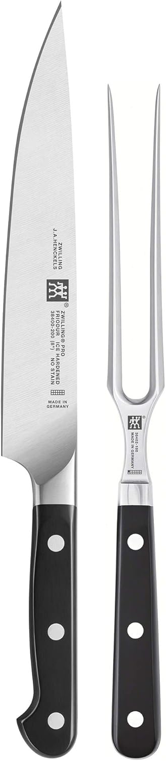 ZWILLING Pro Messer-Set, 2-tlg. mit Messer und Gabel, Edelstahl, Schwarz