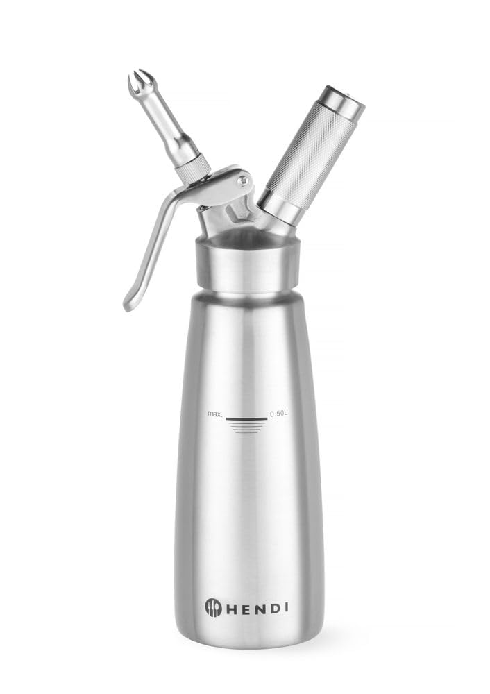 HENDI Sahnespender, Inklusive Set aus 3 Edelstahl Spritztüllen und Reinigungsbürste, Sahne-Mousses-D