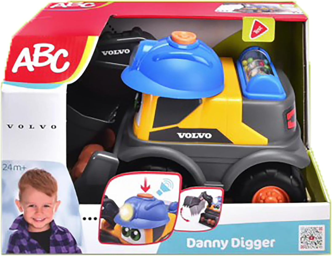 Dickie Toys ABC - Bagger-Fahrzeug Danny Digger (25 cm) für Kinder ab 2 Jahre - motorisiertes Volvo B