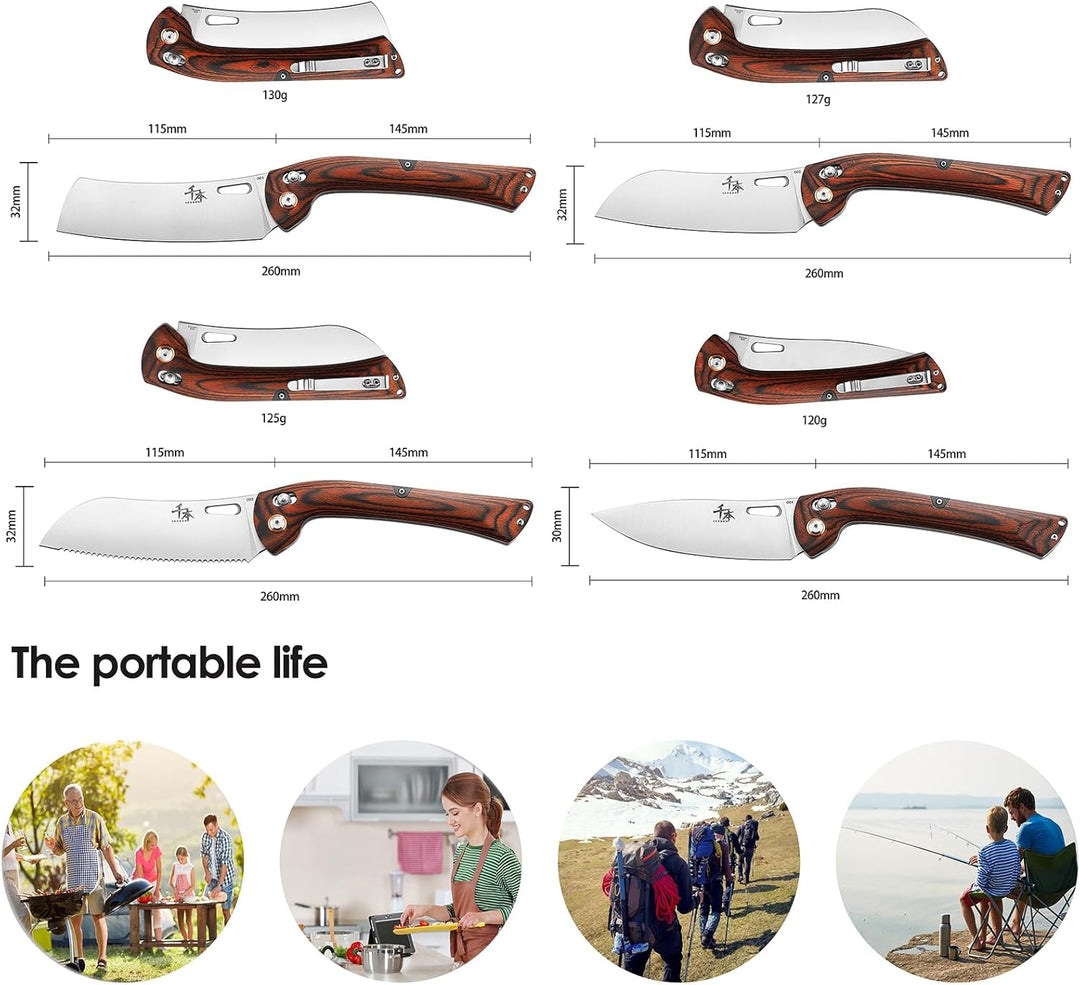 SENBON 440 Sharp Falten Küchenmesser Schälen Praktisches Messer Obst Messer Bunter Holzgriff Camping