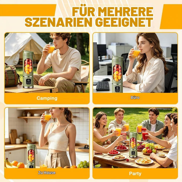 Tragbarer Mixer, 450ml Mixer Smoothie Maker to Go, Portable Blender mit 12-Blatt, Mini Standmixer mi