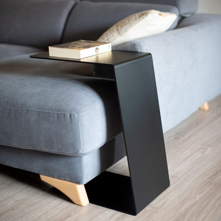 MILUKA Beistelltisch schwarz Metall 30 x 40 cm | Kleiner Tisch c Form ideal as Wohnzimmertisch, Couc