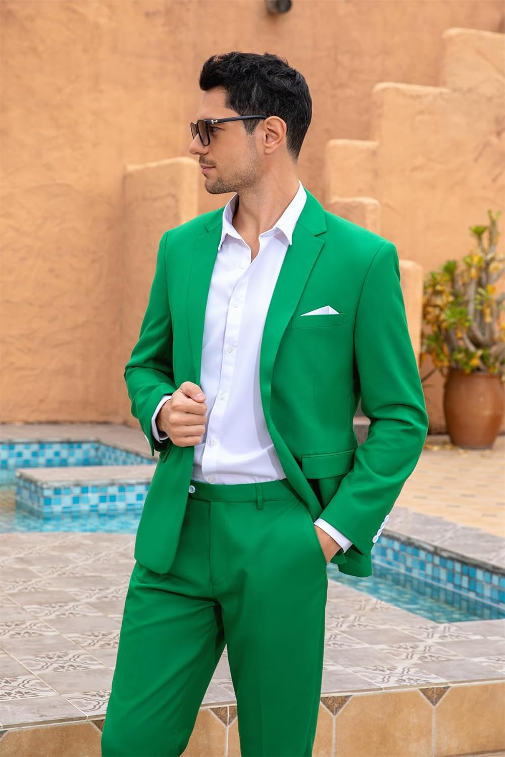 YOUTHUP Herren Sakko Slim Fit Anzugjacke für Business Hochzeit Eleganter 1 Knöpfen Blazer S Grün, S