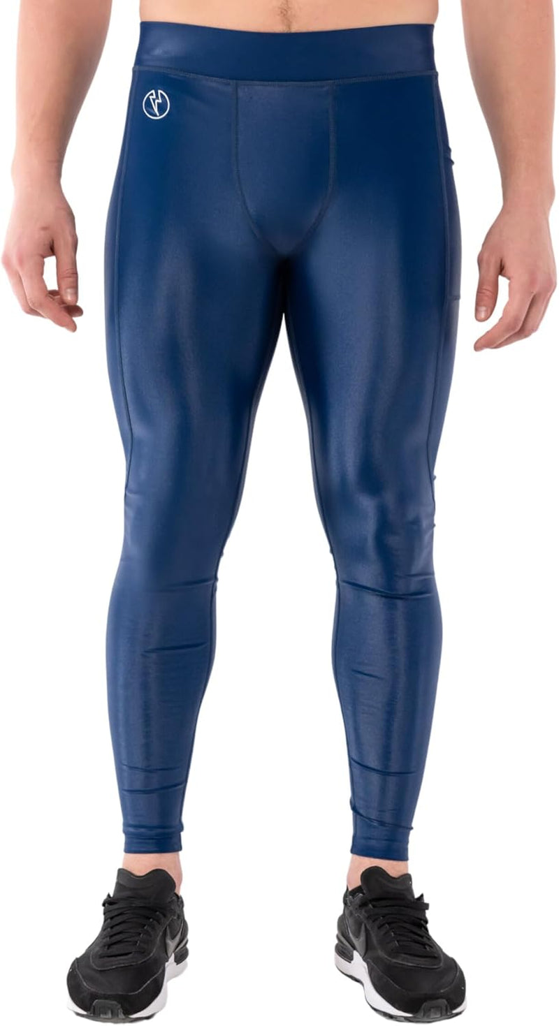 Kapow Meggings: Glänzende, Lange Herren Performance Leggings mit Kompression für Sport wie Fitness,
