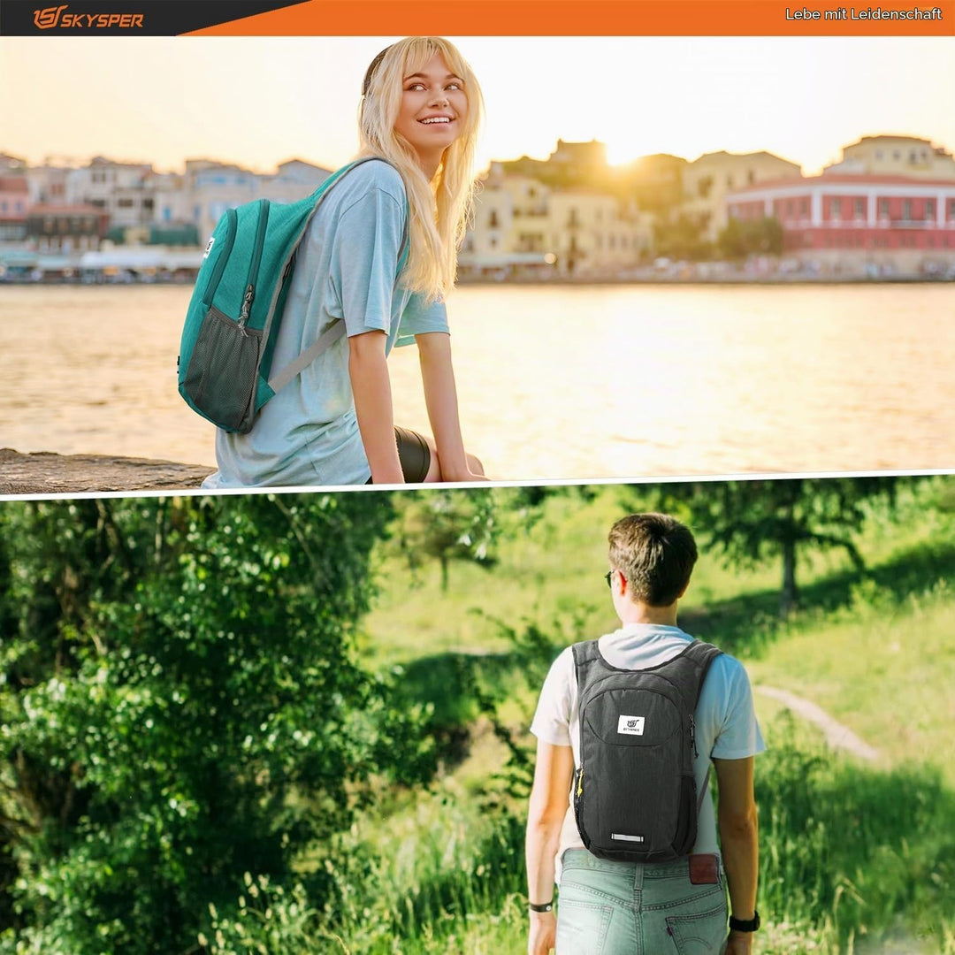 SKYSPER Faltbarer Rucksack 10L Ultraleicht Tagesrucksack Daypack Wanderrucksack Klein Outdoorrucksac