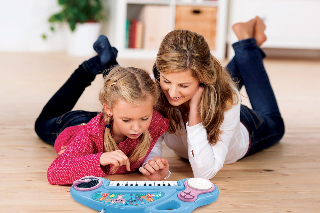 Lexibook, Disney Stitch, elektronisches Kinderklavier mit Lichteffekten, Blau Violett, K704D, Disney