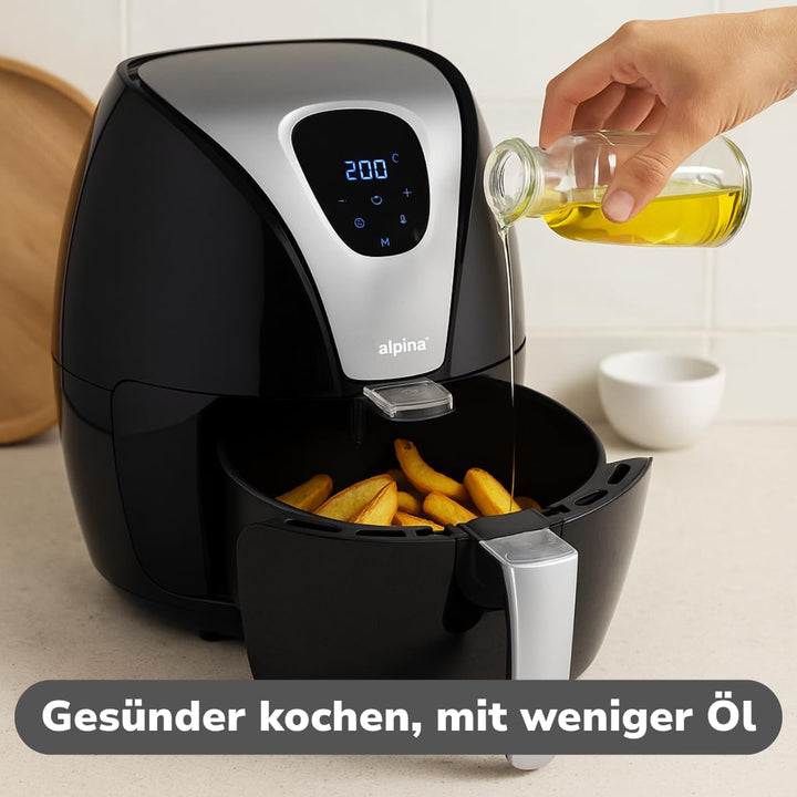 alpina Heissluftfritteuse 2.4L - Airfryer 1500W - Heissluftfritteuse für Braten, Frittieren und Gril