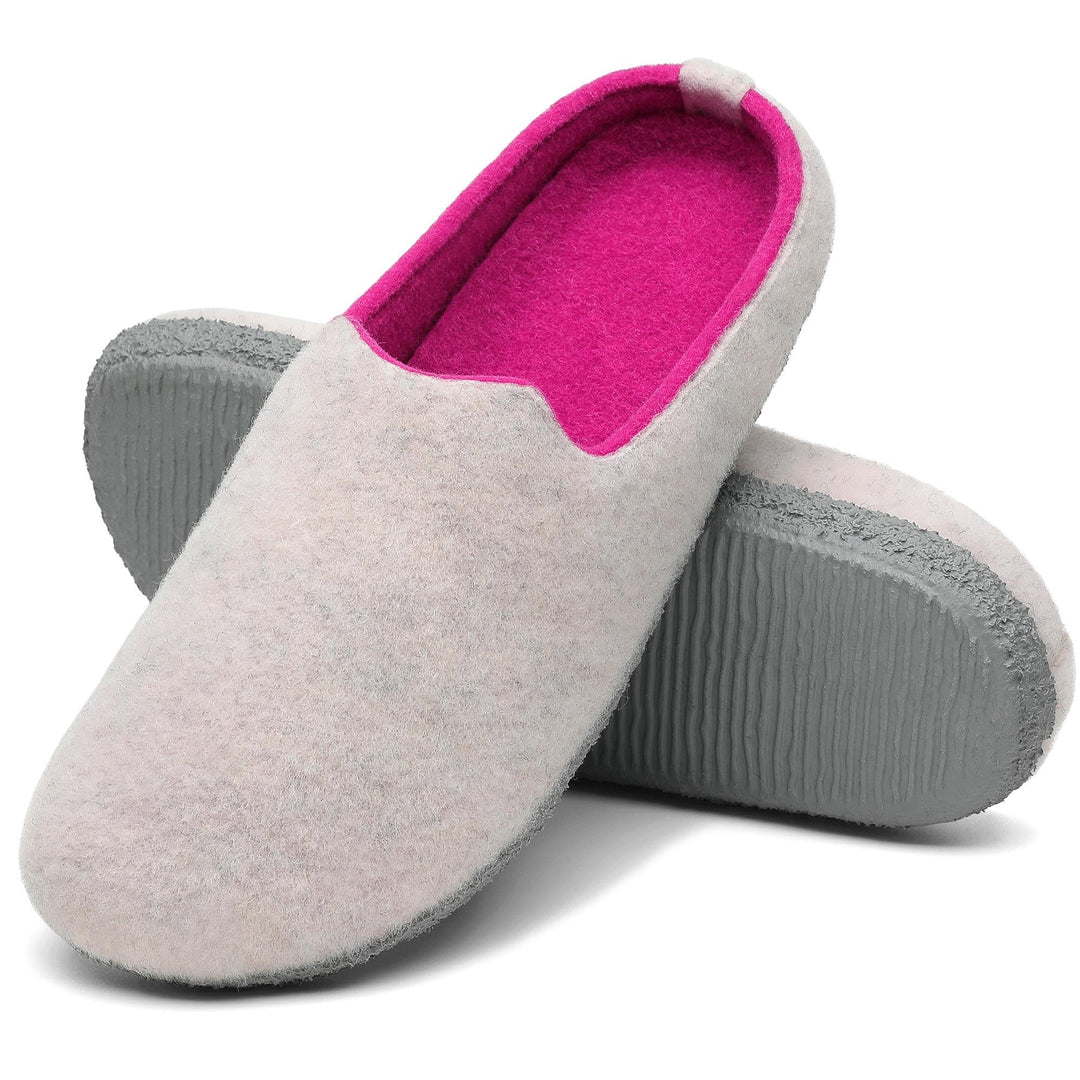 Mishansha Filz Hausschuhe Winter Bequem Filzpantoffeln für Damen Herren Gr.36-48, Off Weiss