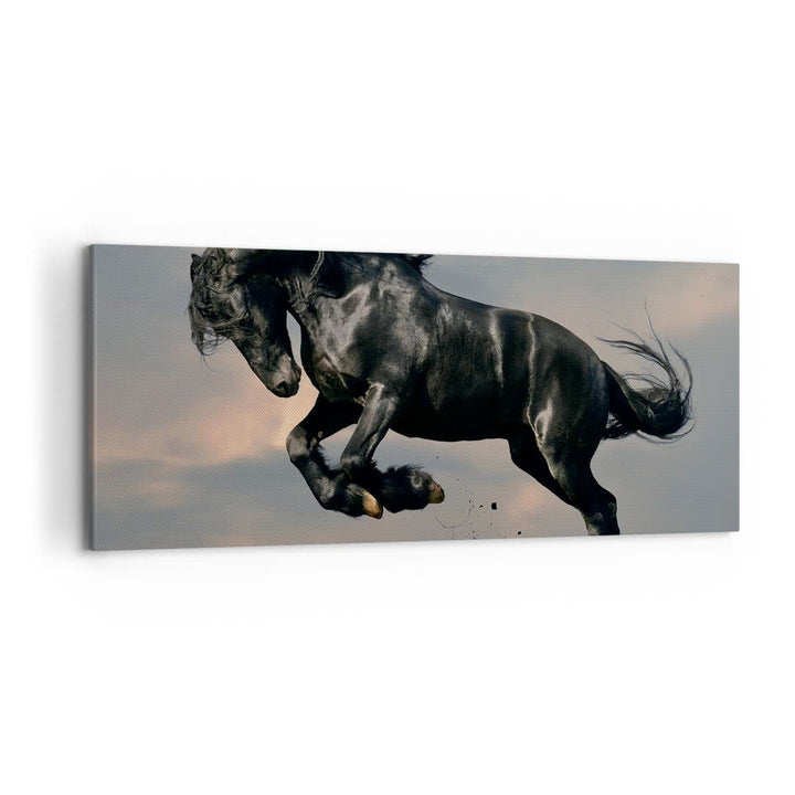 Wandbilder Dekoration Wohnzimmer Wolke Pferd Wiese Natur Panorama Bilder auf Leinwand 120x50cm Leinw