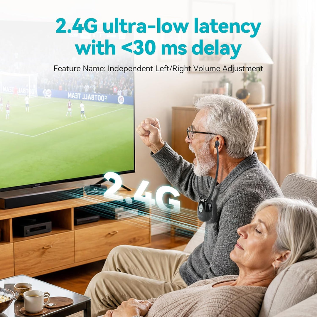 Retekess TA008 Funkkopfhörer Kabellos Für Tv, TV Sound Amplifie für Senioren, 2.4G Low Latancy, Ein