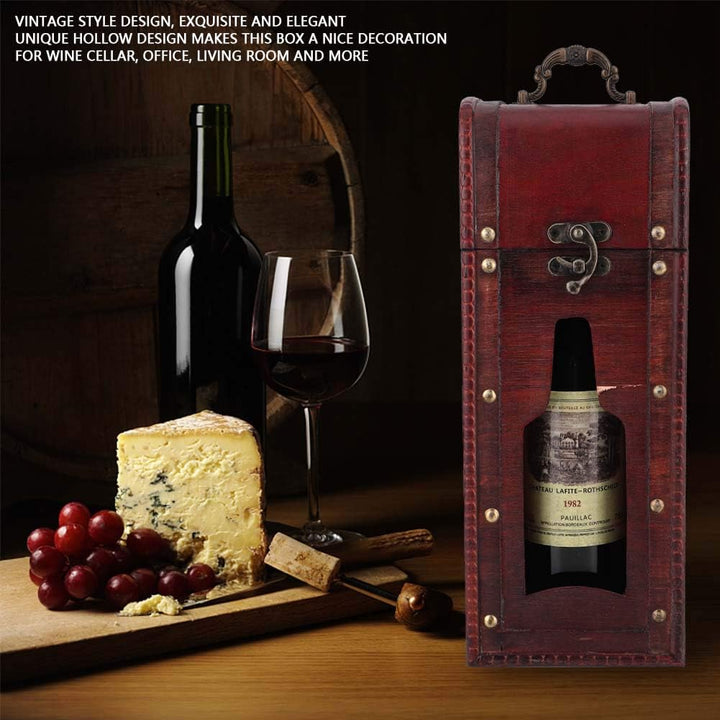 Weinflaschen-Geschenkbox aus Holz, Wein-Geschenkbox mit Griff, Dekorative Vintage-Geschenkbox für We