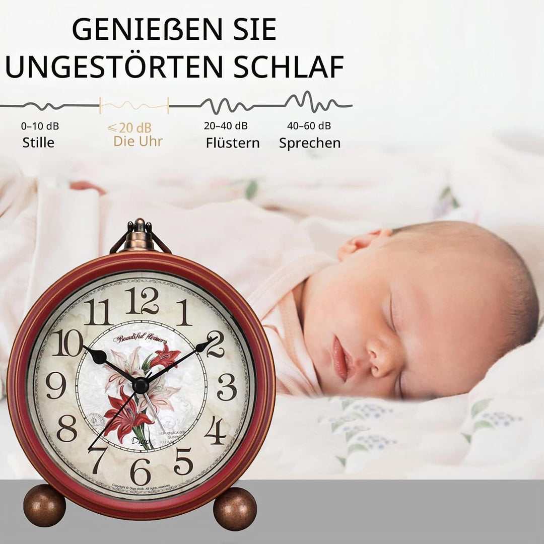 Maxspace Wecker Analog Ohne Ticken,Retro Wecker Batteriebetriebe Laut für Tiefschläfer,Wecker Ohne S