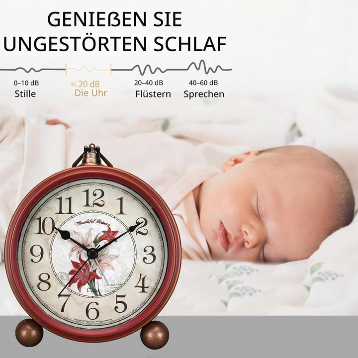 Maxspace Wecker Analog Ohne Ticken,Retro Wecker Batteriebetriebe Laut für Tiefschläfer,Wecker Ohne S