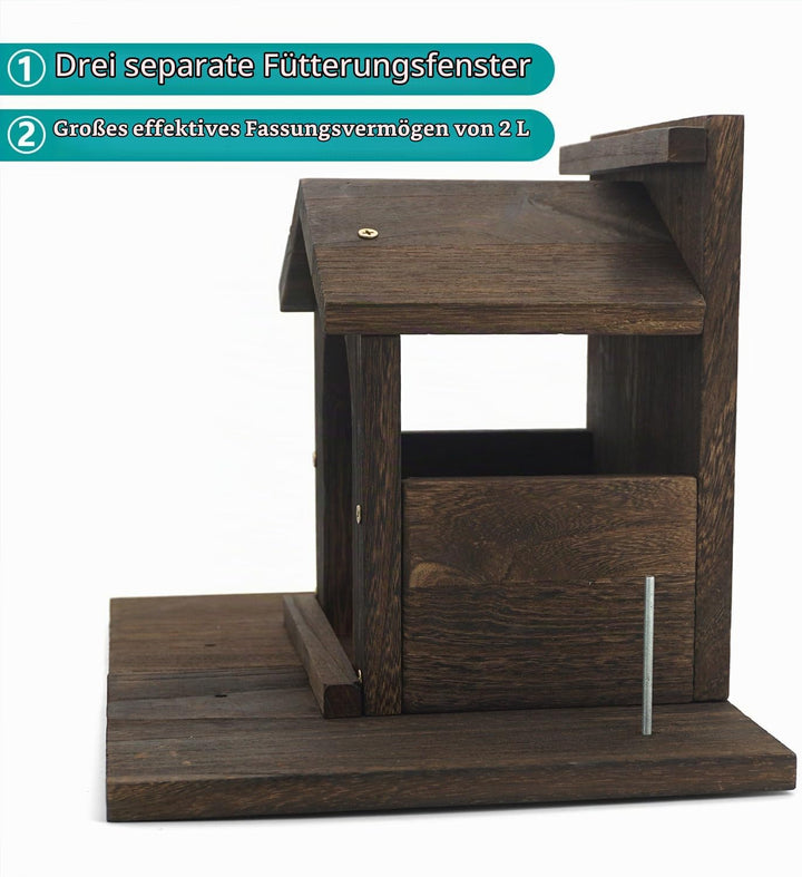 Eichhörnchen Futterautomat aus Holz mit Oberflächenbehandlung, robuste Streifenhörnchen Fütterungspl