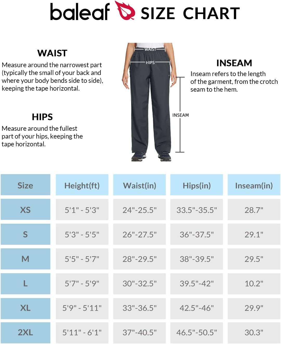 baleaf Regenhose Damen Wasserdicht 10000mm H2O Atmungsaktiv Überziehhose Leichte Wanderhose Trekking