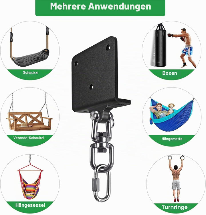 SELEWARE ELEWARE Boxsack Halterung Boxsack Aufhängung - 360° Arehbarer Schwerlast Deckenhaken 1000 L