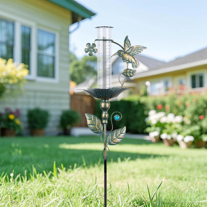 pearlstar Kolibri Regenmesser für Garten, Niederschlagsmesser Garten mit Glaszylinder, Regenmesser F