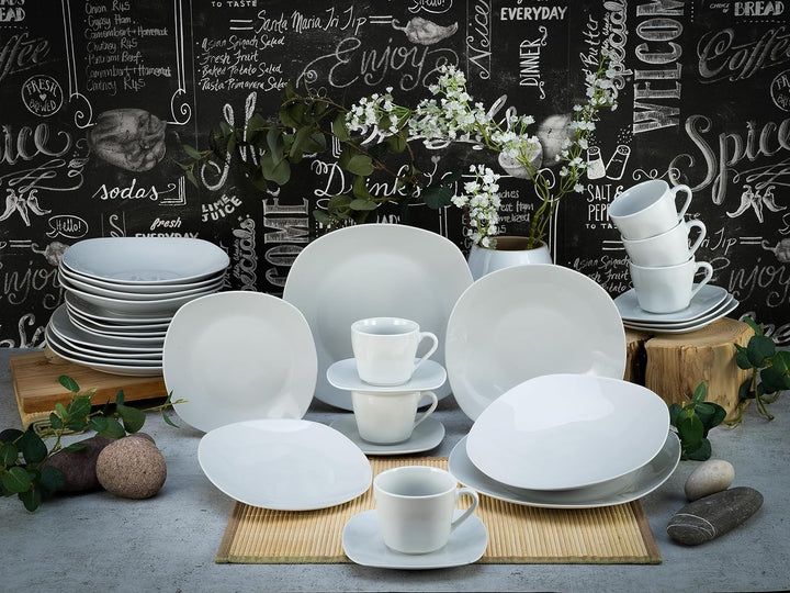 CreaTable 18028, Serie Square weiss, Geschirrset Kombiservice 30 teilig