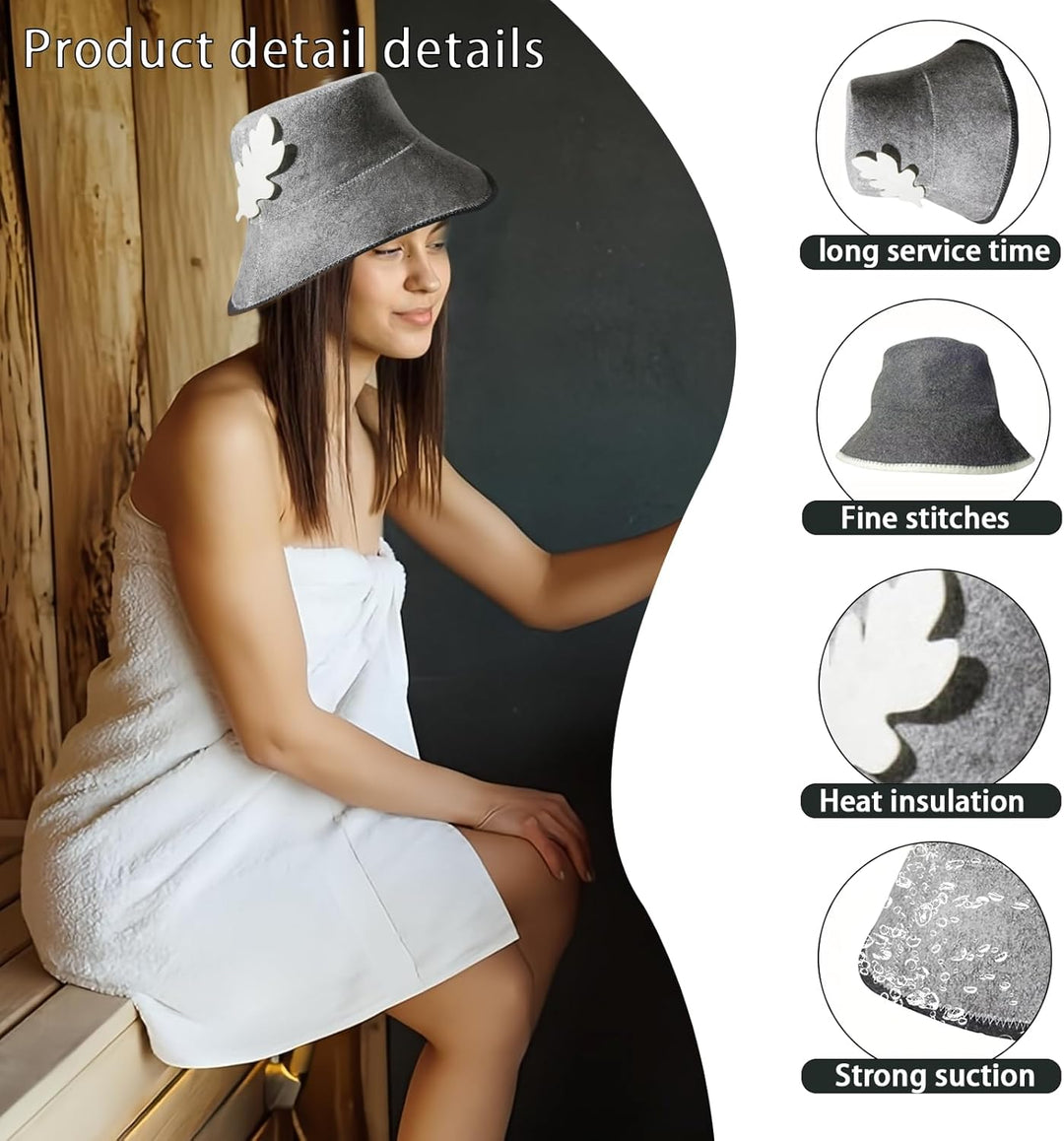 KHDULQ Saunahut,2 Filzhut für Damen und Herren Inkl Saunamütze aus Sauna Mütze Filzkappe Mütze Filzh